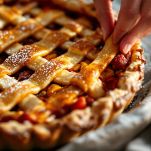 fiadone con ripieno e griglia di pasta