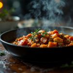 Sugo che sobbolle a fuoco lento.