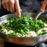 Cottura risotto agli spinaci