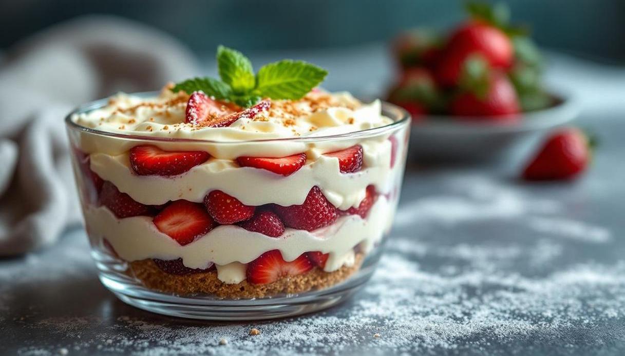 Tiramisù alle fragole senza uova