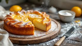 Torta di riso servita con zucchero a velo.
