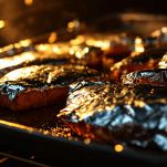 Teglia con triglie al cartoccio.