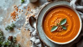 zuppa di lenticchie rosse nel piatto