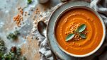 zuppa di lenticchie rosse nel piatto