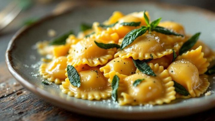 Agnolotti del Plin pronti da gustare nel piatto.