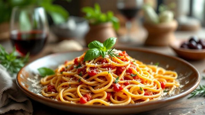 Piatto di bigoli con sugo