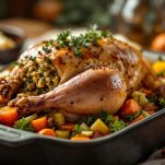 Cappone ripieno pronto per la cottura