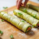 arrotolamento degli involtini di melanzane