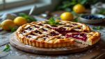 Crostata di pasta frolla farcita pronta da servire