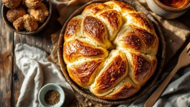 Babà rustico affettato e servito.