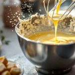 Composto di tuorli pronto per l'aggiunta del latte.
