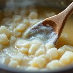 Crema filtrata e pronta per raffreddarsi.