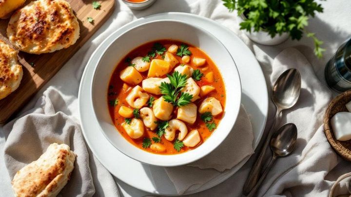 Bouillabaisse con zuppa e pesce separato