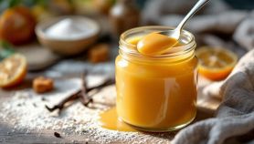 Vasetto di dulce de leche cremoso pronto per essere servito.