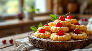 Dolcetti di mandorle serviti su piatto da dessert.