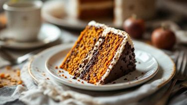 Torta soffice con carote e cioccolato in superficie