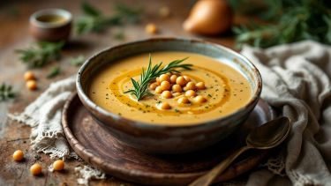 scodella con zuppa di ceci e castagne