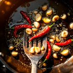 olio, aglio e peperoncino in padella