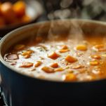 Zuppa di ceci e castagne in cottura