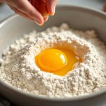 Aggiungete al centro le uova