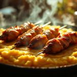 L'unione della polenta e degli spiedini