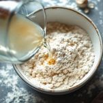 Farina mescolata con acqua e lievito