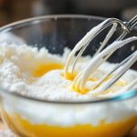 zucchero e uova in una ciotola da montare