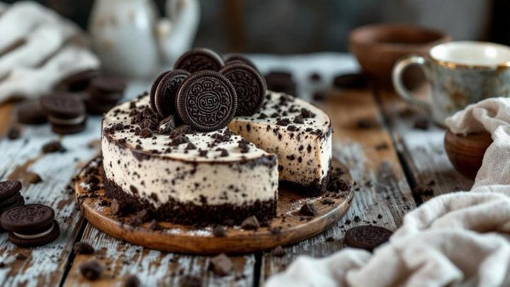 Torta cremosa con base biscotto e glassa al cioccolato