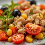 Condimento per la pasta fredda con il tonno