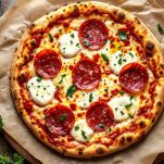 Pizza con mozzarella e salamino