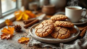 Biscotti alla cannella dorati su piatto.