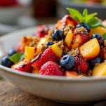 impiattamento insalata di frutta con aceto balsamico