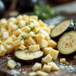 La preparazione della scamorza e delle melanzane