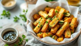 Zucchine marinate servite in terrina.