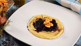 Riso venere con gamberi e ceci