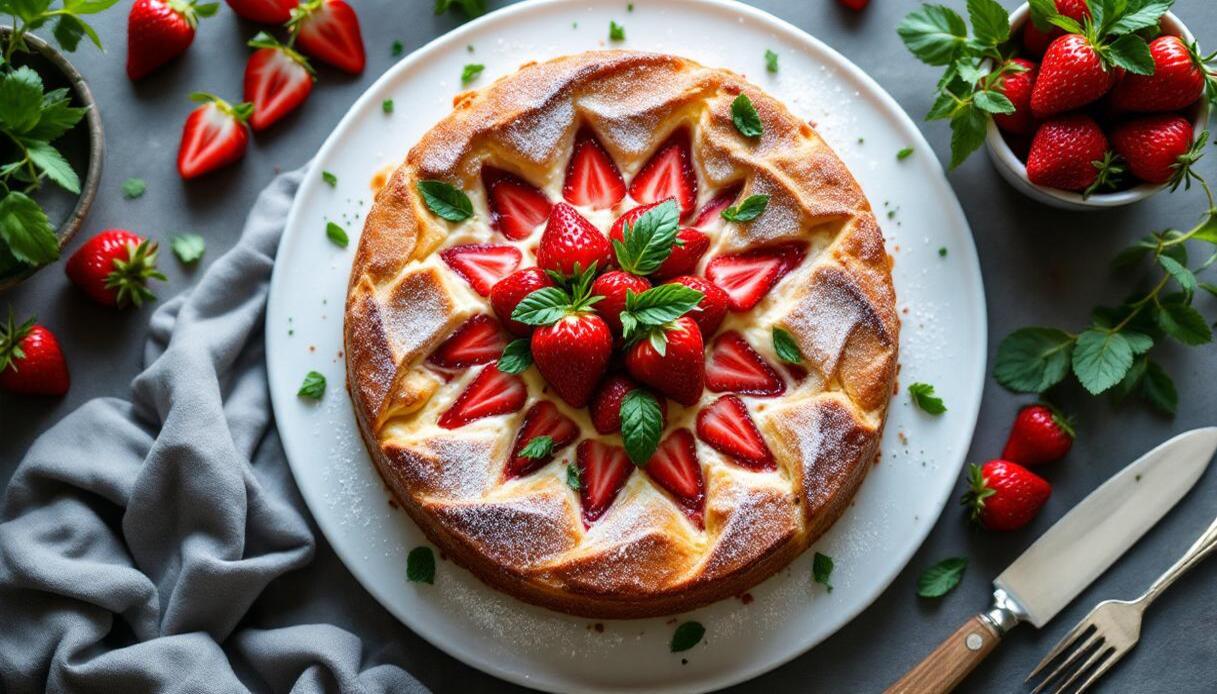 Torta ricotta e fragole
