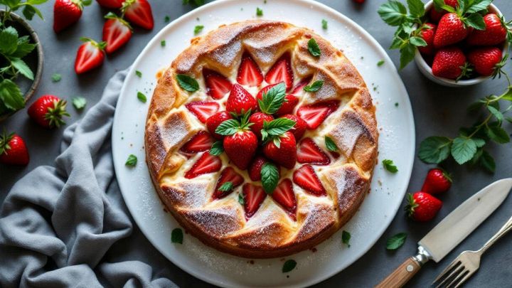 Torta ricotta e fragole