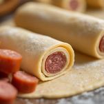 Rotolini di pasta sfoglia con wurstel