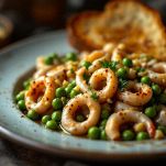 Calamari con piselli pronti