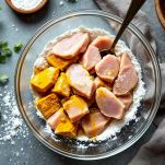 pollo con curcuma e farina