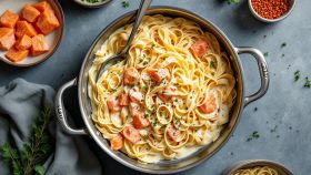 tagliatelle con il salmone affumicato da impiattare