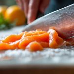taglio del salmone affumicato