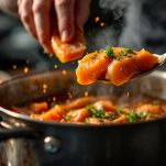 salmone affumicato nella salsa da far scaldare