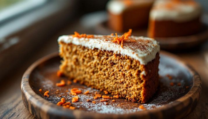 una fetta di torta alle carote