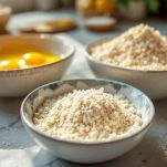 uova, farina di riso e pangrattato