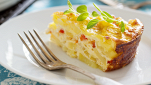Torta di patate con formaggio cheddar e prosciutto