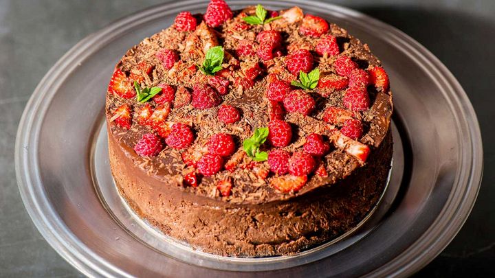 Cheesecake al cioccolato e lamponi