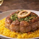 ossobuco in gremolada su risotto alla milanese