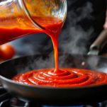 Nella stessa padella, versate un altro filo d'olio e aggiungete la passata di pomodoro