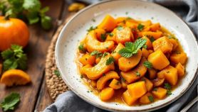 Fettine di zucca lucide condite con menta